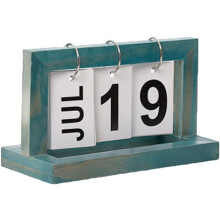 Wooden Standing Flip Calendar Blue 1pc