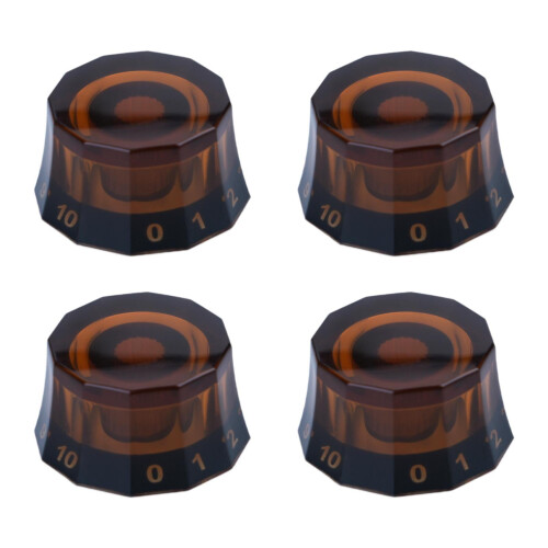 Guitar Knobs Light Brown 6mm Shaft 4 Pieces