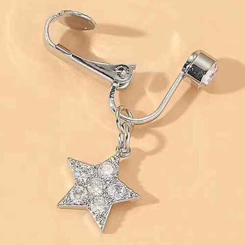Zirconia Belly Button Clip Ring Adjustable Comfortable 2