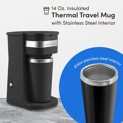 Compact single-serve coffee maker black 14 oz 1