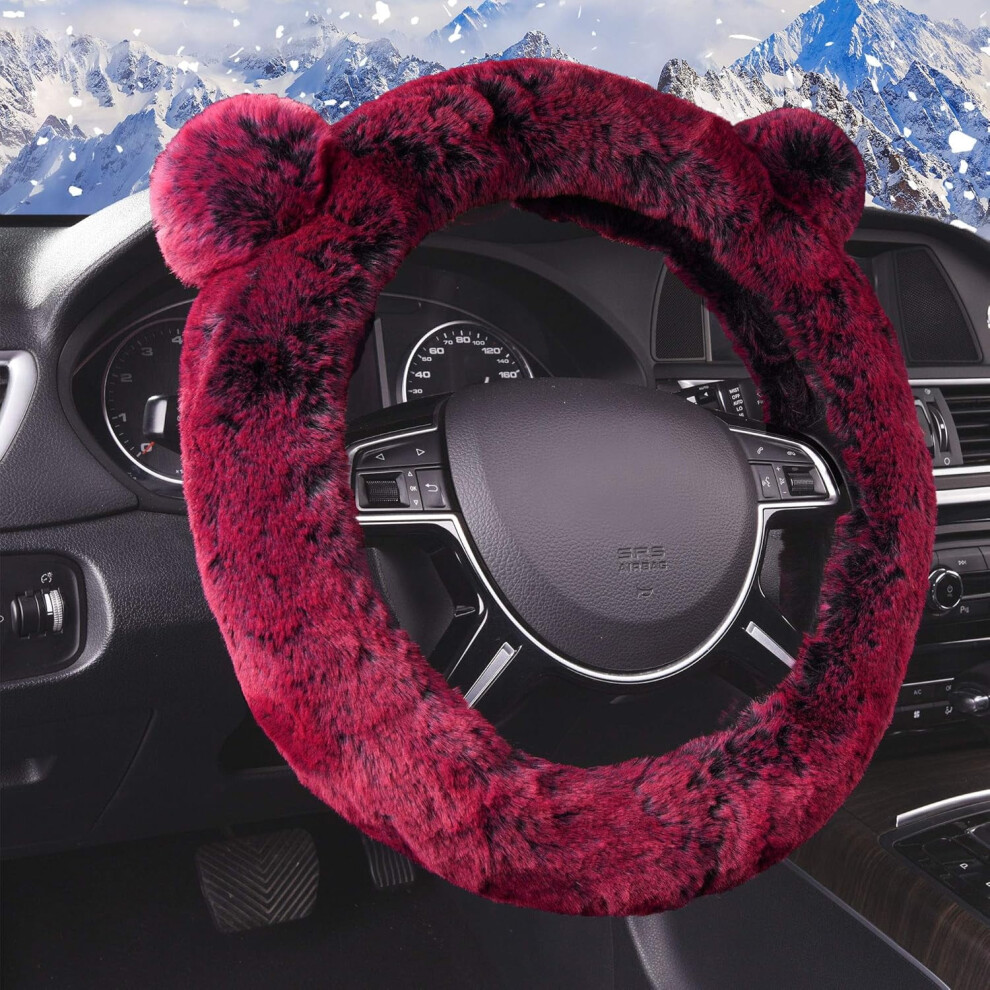 Plush Steering Wheel Cover Soft Non-Slip Animal Design For Red 9085618022430