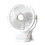 Witte compacte USB-oplaadbare clipventilator voor op het bureau. 1