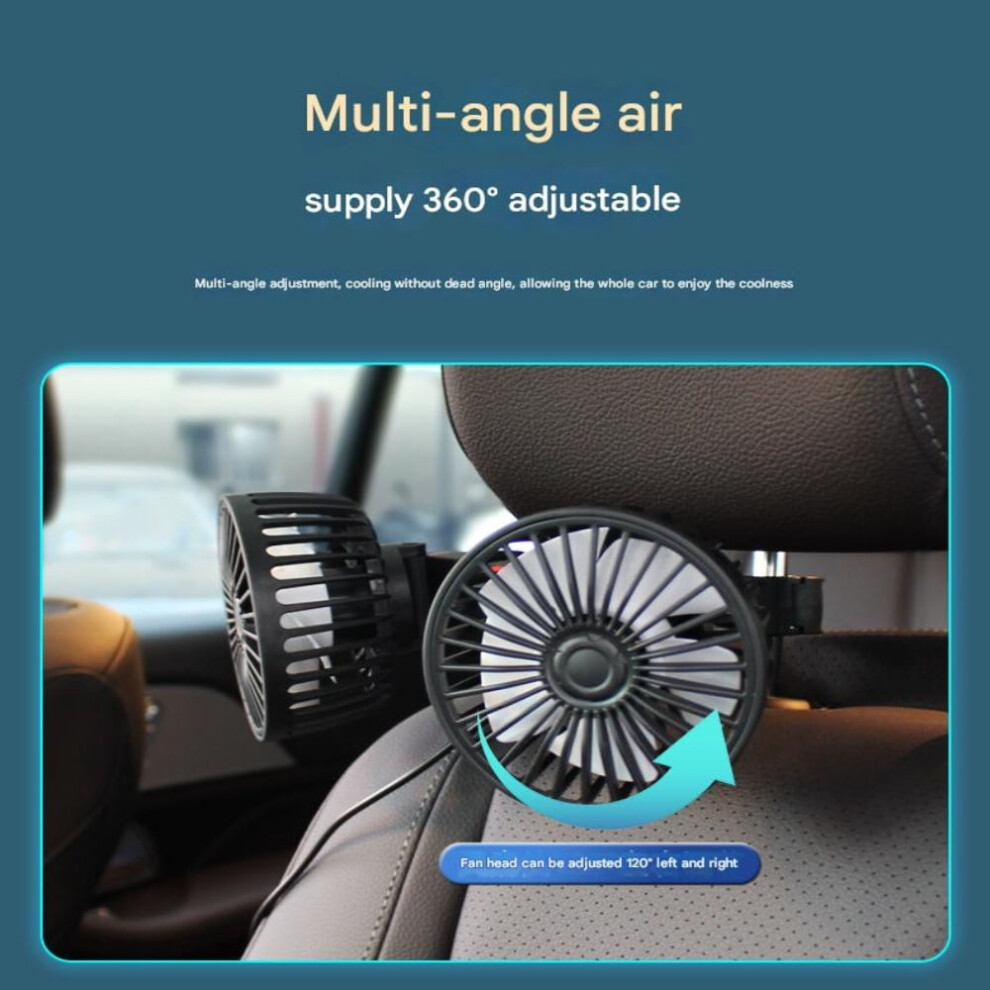 Usb Car Fan Dual Head Adjustable Speed Compact Quiet 9085618022706