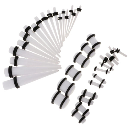 Acrylic Ear Tunnels Jewelry Stud White 36 Pieces