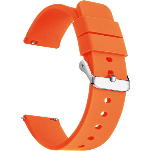 Silicone Watch Band Quick Release Soft Rubber 20mm Orange