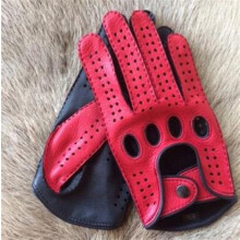 Men's Leather Driving Gloves Full-Finger Breathable Unlined