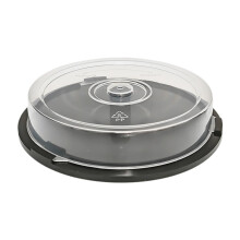 CD-opbergbak met zwarte spindel, draagbaar voor thuisgebruik.