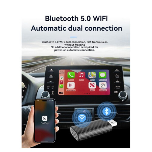 Wireless CarPlay Adapter Carbon Fiber USB Wireless Android Auto Dongle  Ai Box Wired to Wireles Android Auto Adapter 2