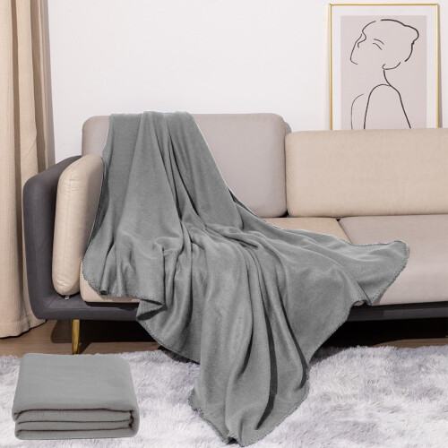 Fleece Throw Blanket Gray 50x60 inch 300GSM