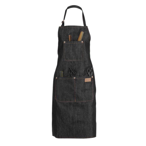 Grembiule da parrucchiere in denim regolabile per barbieri e parrucchieri.
