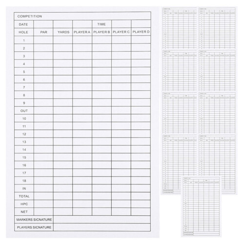 Golf Score Sheets Coated Paper 30 Pieces
