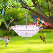 Purple Outdoor Hanging Bird Bath with Rain Cover