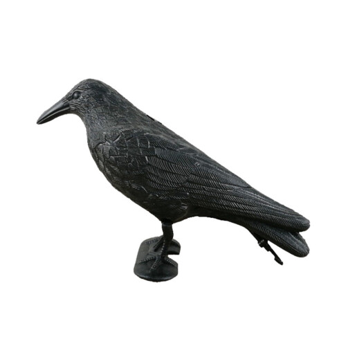 Black Raven Decoy Plastic Bird Deterrent 40cm with Stand 1