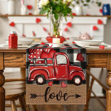Valentine's Day table runner black plaid 13x72 inch