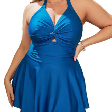 Damen Tankini Badeanzug in Übergröße, fließendes Badekleid mit