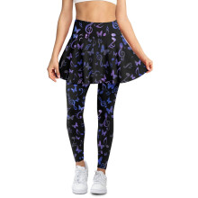 Women's tennis skirted leggings violet butterfly print XXL