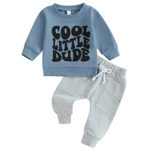 Toddler Boys Clothing Set Blue Long Sleeve Pullover and