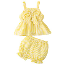 Baby Girl Sleeveless Tank Top and Ruffle Shorts Set Yellow