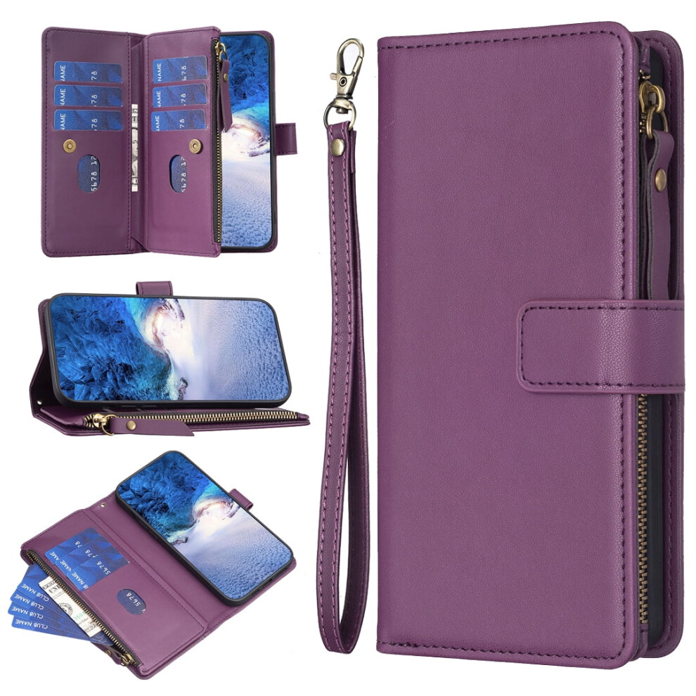 Magnetic Wallet Case For Iphone 11 Pu Leather Dark/Purple 9422877615094