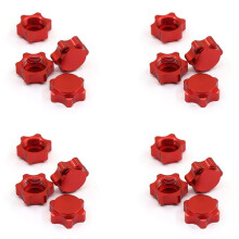 16Pcs Aluminum Wheel Hub Cover Anti-Dust Cover 17mm Hex Nut for 1/8 RC Car,Red