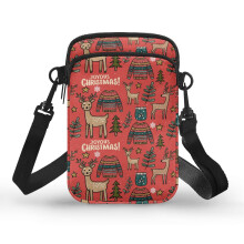 Dámska crossbody kabelka so vzorom jeleňov a vianočného stromčeka