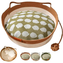 Handwoven Cotton Rope Cat Basket Durable Foldable