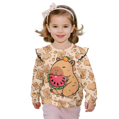 Capybara en watermeloen peutersweatshirt met ruches