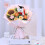 Conjunto de presente com buquê de flores de tricô e urso de formatura 1