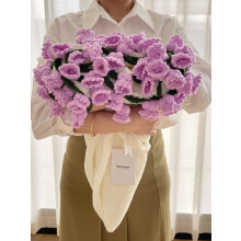 Hæklet blomsterbukettæppe lilla 104 cm