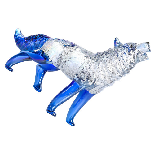 Hand Blown Crystal Glass Wolf Figurine Home Decoration