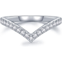 Moissanite V-vormige trouwring van 925 zilver en 18 karaats witgoud
