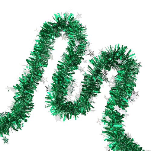 Kerstslinger van glanzende metallic lametta, 1,98 meter