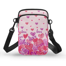 Taška cez rameno Love Pattern Sling Bag Double Deck Cestovanie Vonku Denne