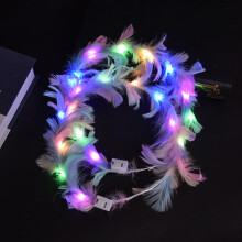 Fascia per capelli con fiori e piume e luci LED che cambiano colore¹