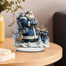 Blue Santa Acrylic Desktop Ornament with Belt Base