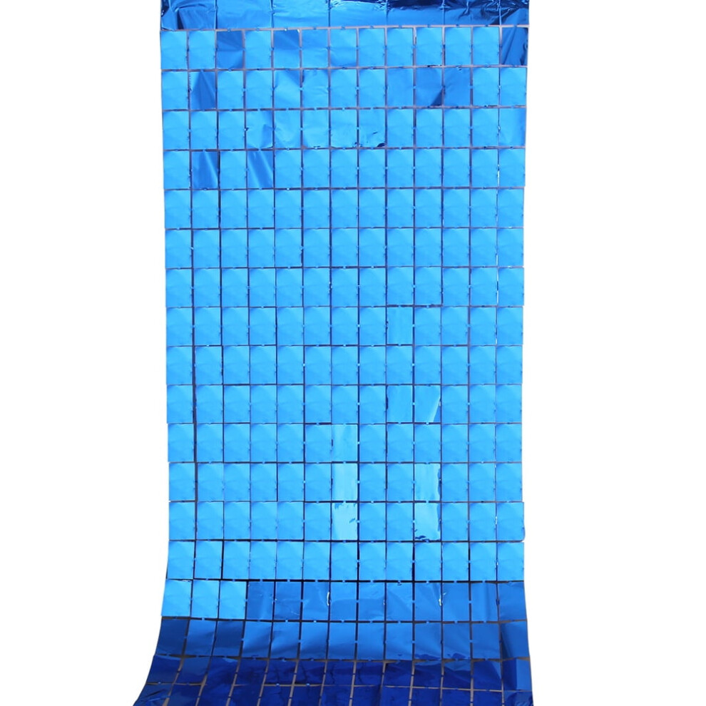 Foil Backdrop Curtains With Tinsel Streamers 2 Pack Blue 9043876486661