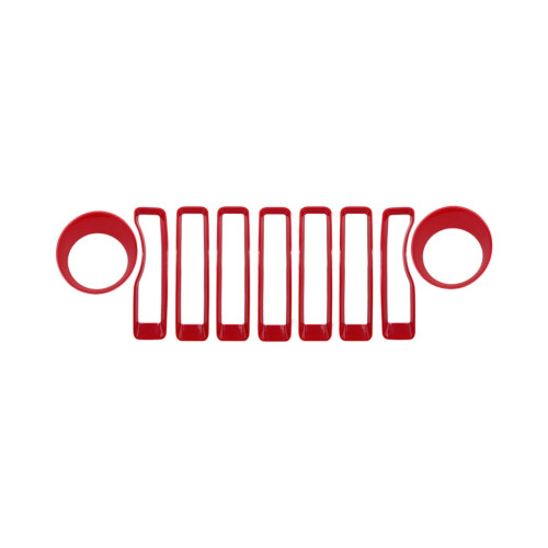 ABS Grille Insert and Headlight Trim Kit 8-Piece for Jeep