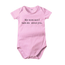 Baby Onesie Short Sleeve Romper Fun Text Multicolor Pink