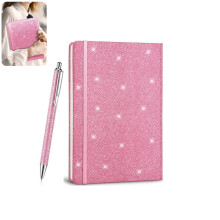 Glitter Pens and Notepads Set A5 Hardcover Diary 200 Lined