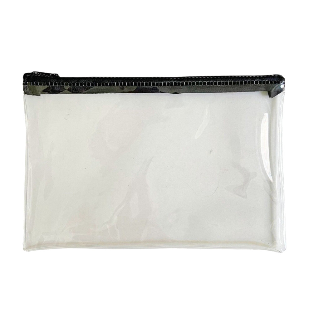 Clear Zipper Pouch Black 8.66x5.71 Inch Waterproof Soft