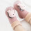 Kinderslippers van patchworkbreisel met zachte zool, roze, maat 5.5 6