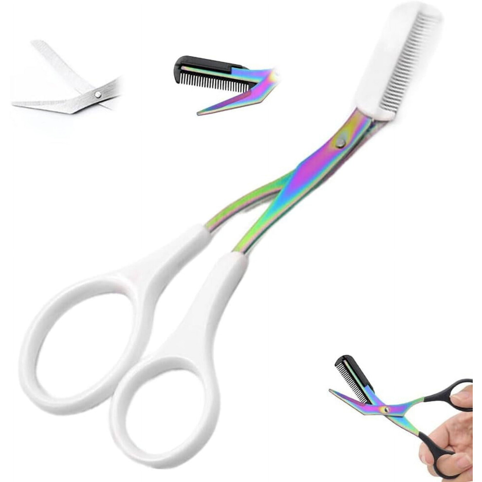 Eyebrow Trimmer Scissors with Comb Non-Slip Stainless Steel