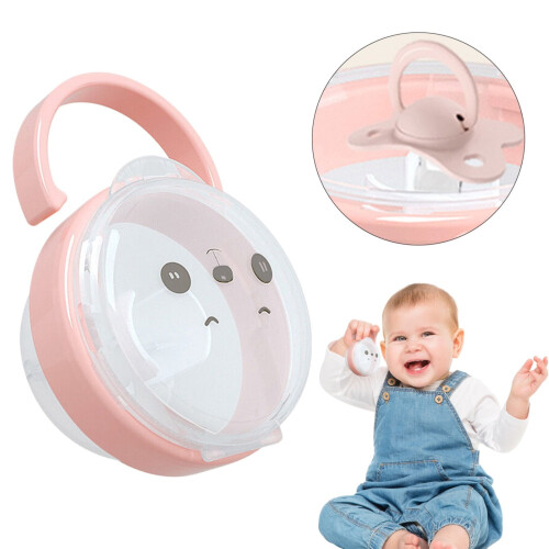 Baby Pacifier Case BPA-Free with Handle and Cover Pink
