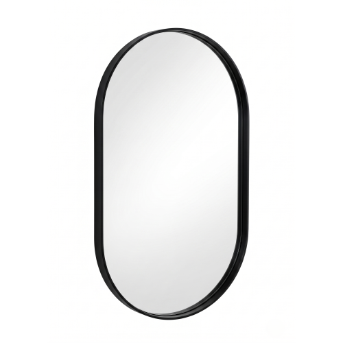 Black Oval Deep Aluminium Frame Mirror 70x50x3.5Cm 2