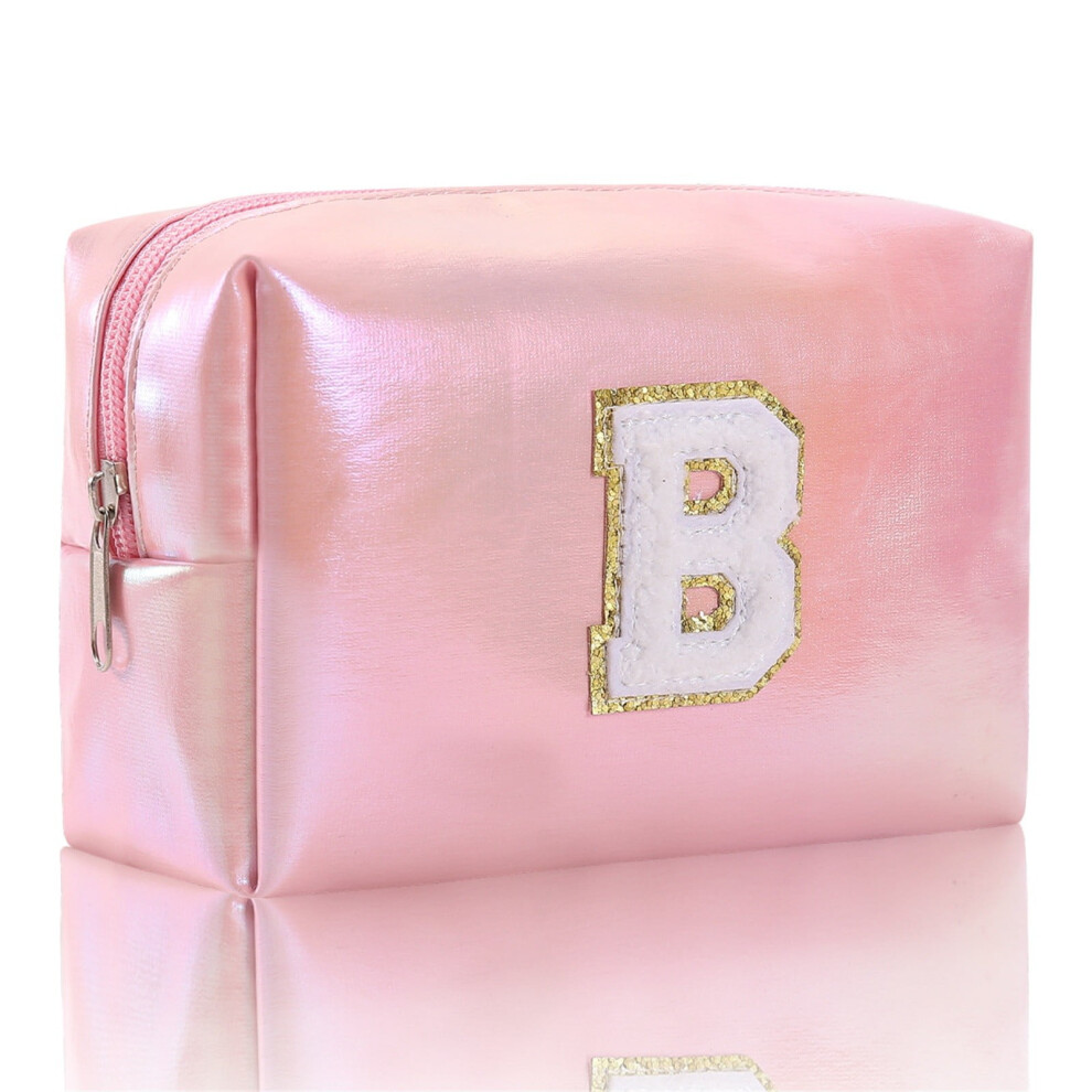 Embroidered Makeup Bag with Alphabet Monogram, Zippered