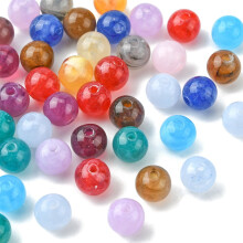 50 cuentas acrílicas redondas de imitación de piedras preciosas, colores surtidos, 8 mm de diámetro, orificio de 2 mm, para la fabricación de