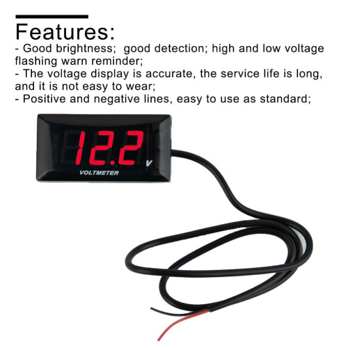 DC 12V LED Digital Volt Meter Red 2