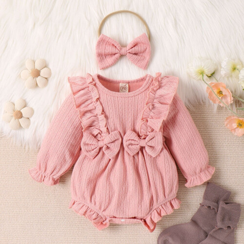 Baby-Mädchen-Langarmbody, rosa, Größe 80 1