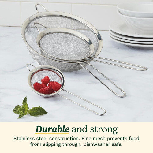 Mesh Strainers Silver Set 3 Count 2
