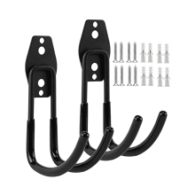 Paquete de 2 ganchos dobles para garaje, ganchos de pared para montaje en pared, resistentes, para almacenamiento, herramientas eléctricas,